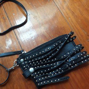 Free People Black Leather Phone Wallet